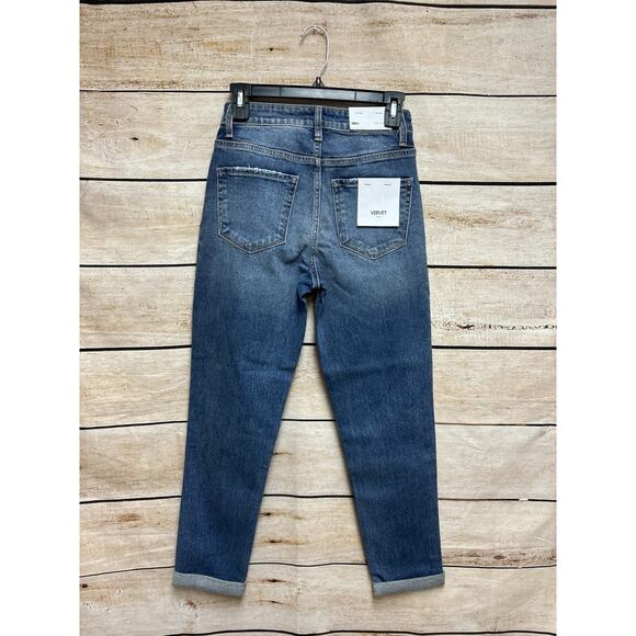 Vervet Womens Mom Jeans Size 24 Blue Erika Stretch New Distressed Medium Wash - Picture 7 of 16
